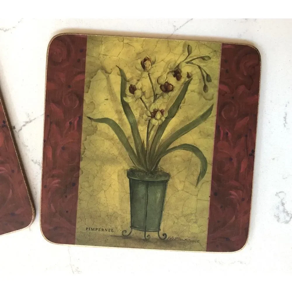 Set of 4 Pimpernel Coasters Cork‎ Backed, Excellent Condition!